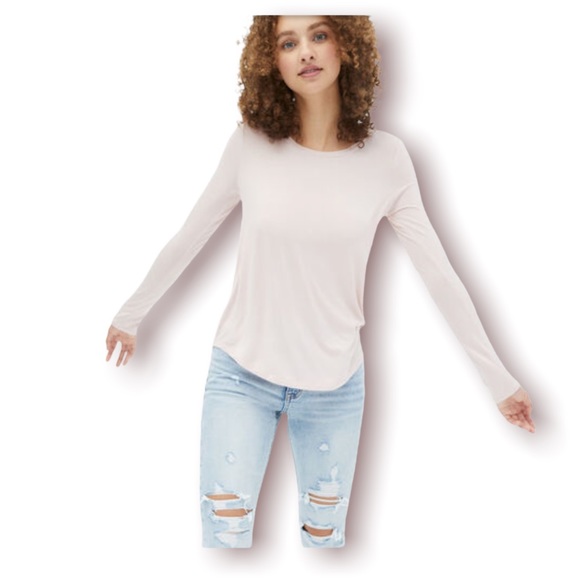 Aeropostale Tops - Long Sleeve Seriously Soft Crew Tee | clean pink